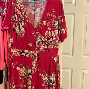New York & Company Red Flutter Sleeve Maxi Dress